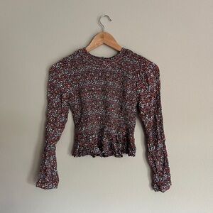 Smocked long sleeve top
